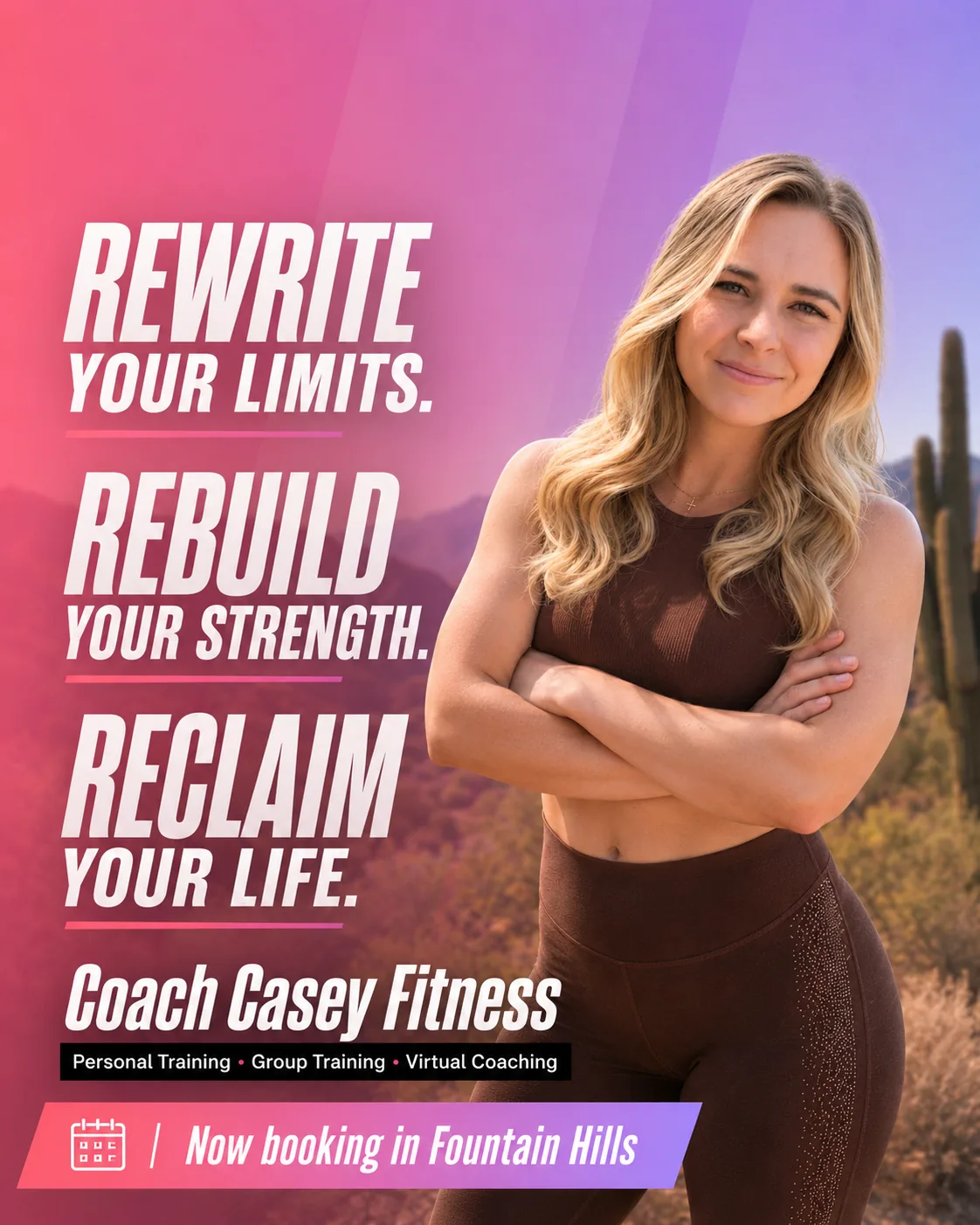 Coach Casey Fitness brand poster featuring Coach Casey in Fountain Hills